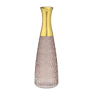 Vaso Decorativo Rose Dourado Luxo Moderno Sala Casa Longo