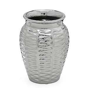 Vaso Decoração Prateado Moderno Luxo Mesa Sala Aparador