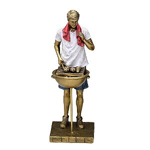 Estatueta Churrasqueiro Gourmet em Resina A25cm x L8cm x C8,5cm