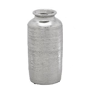 Vaso Decorativo Prateado Rustico Longo Mesa Casa Sala