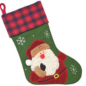 Enfeite Natal Bota Natalina Verde Xadrez Decoração Luxo