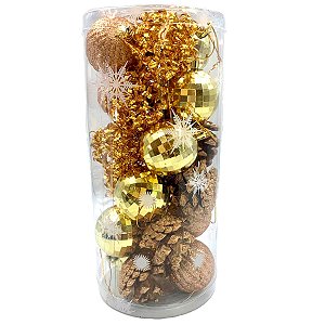 24 Enfeites Bola Dourada Lisa Mini Pinha Arvore Natal  6 CM
