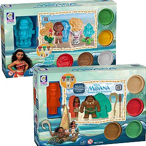 9 Massinha Modelar Atóxica Moana Colorida Forminha Criança