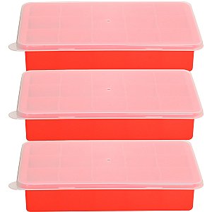 3 Forma Gelo Silicone Flexivel Com Tampa 15 Cubos Sem BPA