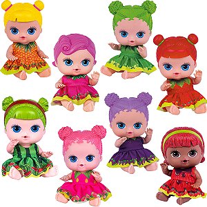 8 Boneca Bebe Coleção Frutinhas Com Cheirinho De Frutas