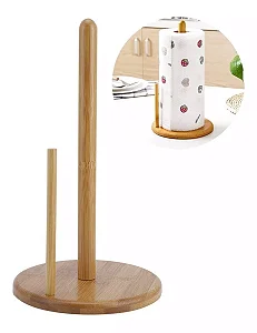 Porta Papel Toalha Suporte Mesa Guardanapo Cozinha Bambu