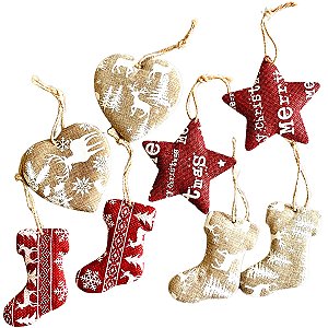 8 Enfeite Natalino Pendente Arvore De Natal Decoração Luxo