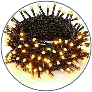 Pisca Pisca LED 100 Leds Fio Verde Luz Branco Arvore Natal