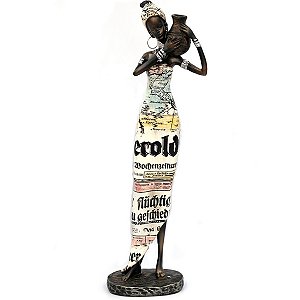 Estatueta Mulher Africana Decorativa Grande Decoração Linda