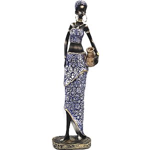 Estatueta Mulher Africana Decorativa Grande Decoração Vaso