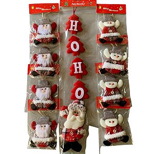 9 Enfeite Árvore Natal Papai Noel Pendente Decoração Feltro