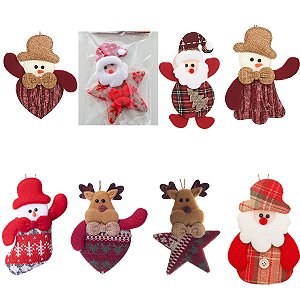 15 Enfeite Árvore Natal Papai Noel Pendente Decoração Feltro
