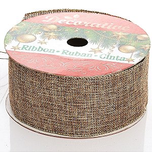 Fita Natalina Juta Para Decoração de Natal 6,5 cm x 10 M