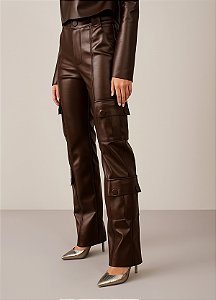 Calça Cargo em Couro Sintético Premium