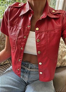 Camisa Leather com Bolsos em Couro Sintético Premium