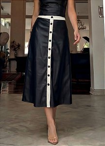 Saia Bicolor Vitória em Couro PU Premium