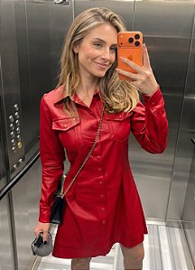 Vestido Chemise Julia em Couro Sintético Premium