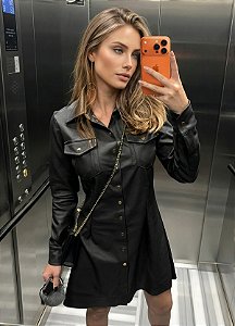 Vestido Chemise Julia em Couro Sintético Premium