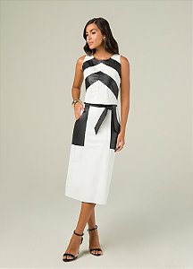 Conjunto Cropped Elen e Saia Bianca Bicolor
