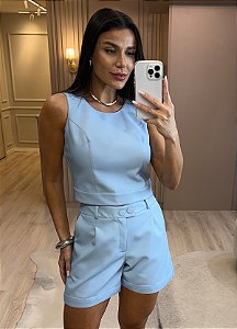 Shorts Alfaiataria Alana em Couro Sintético Premium