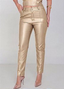 ​​​​​​​Calça Alfaiataria Milano Slim em Couro Sintético Premium