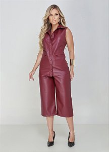 Conjunto Colete Verona e Calça Pantacourt Dani em Couro Sintético Premium