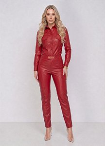 Conjunto Camisa Antonia e Calça 3 Botões em Couro Sintético Premium