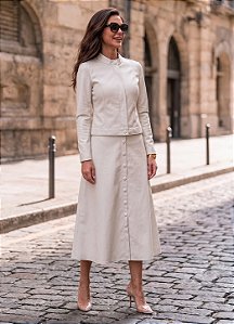 Conjunto Jaqueta Valentina e Saia Santorini em Couro Sintético Premium