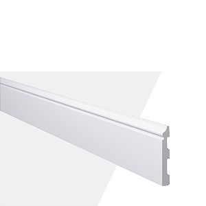RODAPE POLIESTIRENO GART WALLSTYL FL1 BRANCO 8CM FRISADO 15MM - 2,44M