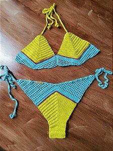 Biquíni Amarelo, roxo e azul