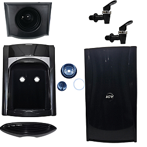 KIT PRETO ICY PAINEL INFERIOR e SUPERIOR, TAMPA TORNEIRAS, ACABAMENTO REGULAGEM TEMP E PINGADEIRA