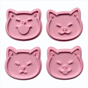 Kit cortadores/carimbos de biscoito gato 6cm