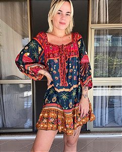 Vestido Curto Realeza Floral