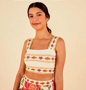 Top Flor de Verão Barrado