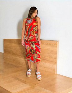 Vestido Rib Folhagem Cool