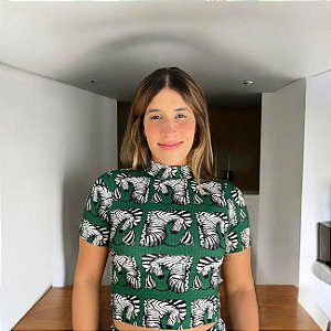 Blusa Cropped Rib MC Zebrina