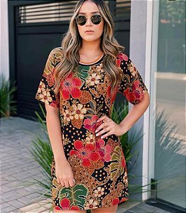 Vestido T-Shirt Viscose Onça Florida