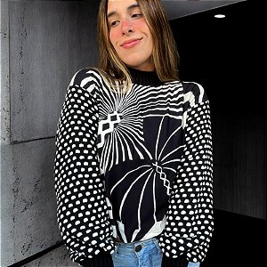 Casaco Coqueiro Gráfico Manga Tricot Farm