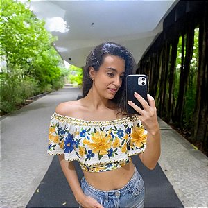 Blusa Rib Babado Flor de Açaí
