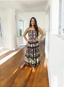 Vestido cropped Estampado Flori Farm