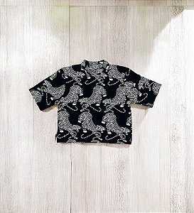 Blusa Rib MC Tigres Fundo Preto Farm