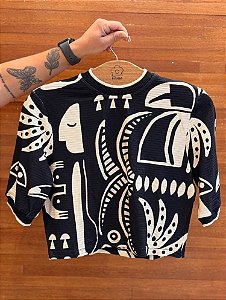 Blusa Cropped Rib Lenço Tropicano Farm