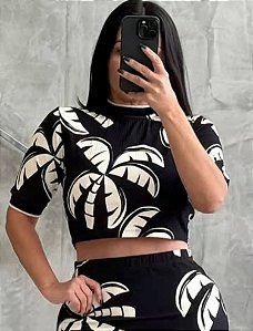 Blusa Cropped Rib Coqueirada Farm (SEM TROCA)