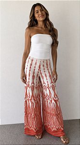 Calça Pantalona Estampada Peixe Correnteza (sem troca)