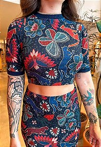 Blusa Cropped Brilho Tropical
