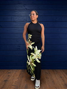 Vestido Frente Unica Floral Orquidea