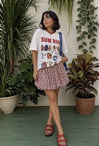 Saia Balonê Estampado Selo Praiano