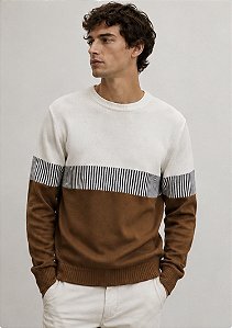 Sueter Tricot Marrom Listras ZR