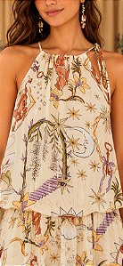 Vestido Curto Estampado Tropical Mistico