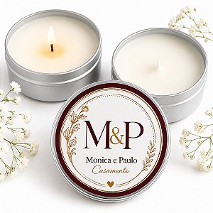 Vela na latinha Lembrancinha de casamento